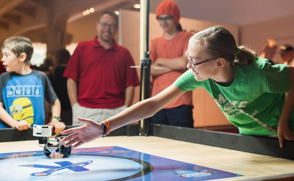 A Kinvert Mentor student made an interactive robot which we brought to Maker Faire Detroit