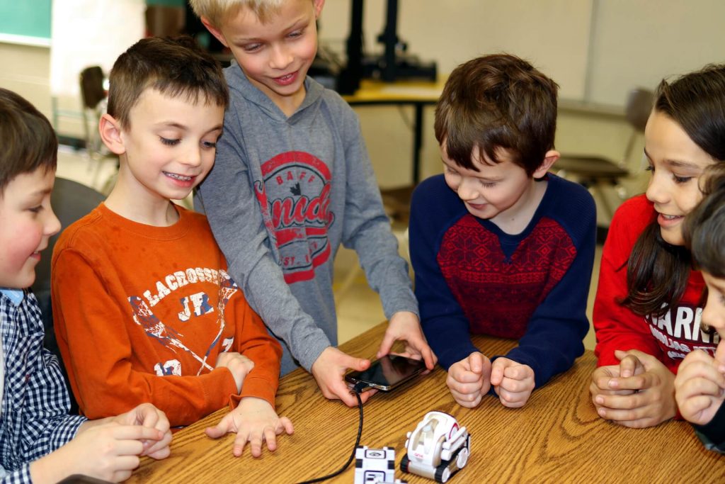 In Kinvert's Robotics for Kids Program Anki Cozmo education with SDK and Code Lab