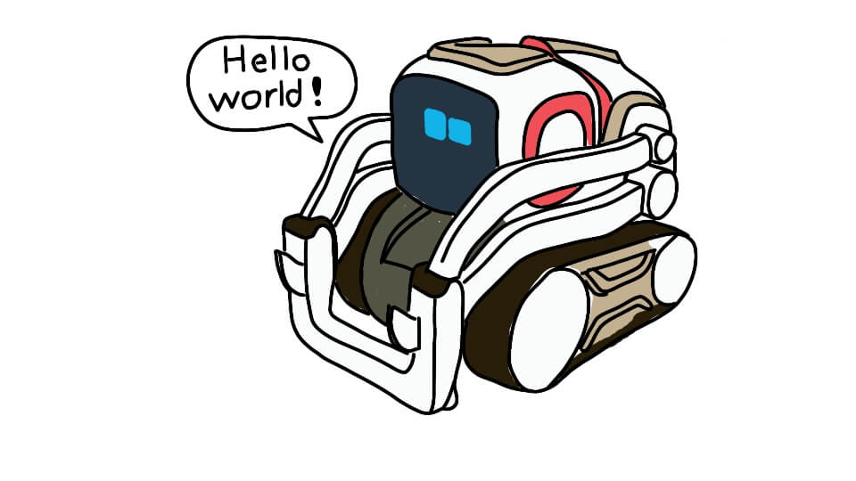 Using the anki cozmo sdk kinvert uses the speaker to say hello world using cozmo.robot.Robot.say_text