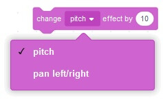 These are the different effects you can change in the new MIT Scratch 3.0 sound blocks