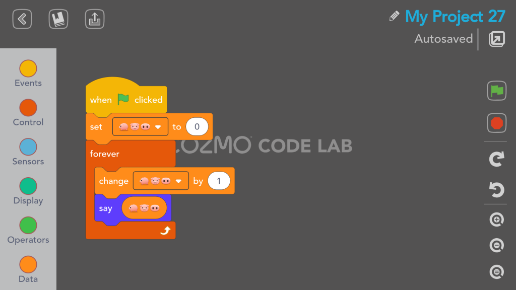 A Kinvert student in Rochester Michigan found that you can give Cozmo Code Lab variables an emoji name